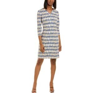 J. McLaughlin Womens Catalina Cloth Ivana Sheath Dress Medium Blue V Neck